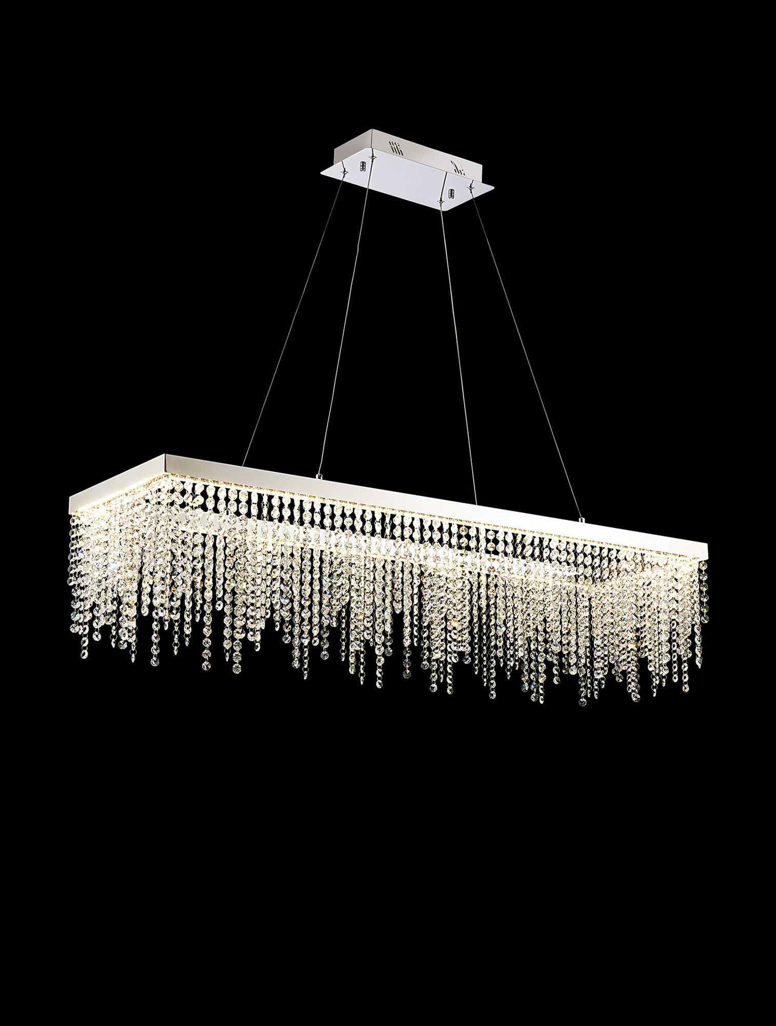 Bano Polished Chrome Crystal Ceiling Lights Diyas Linear Crystal Fittings